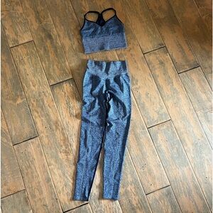 PINK by Victoria’s Secret high-rise Legging & Sports Bra marble grey set XS